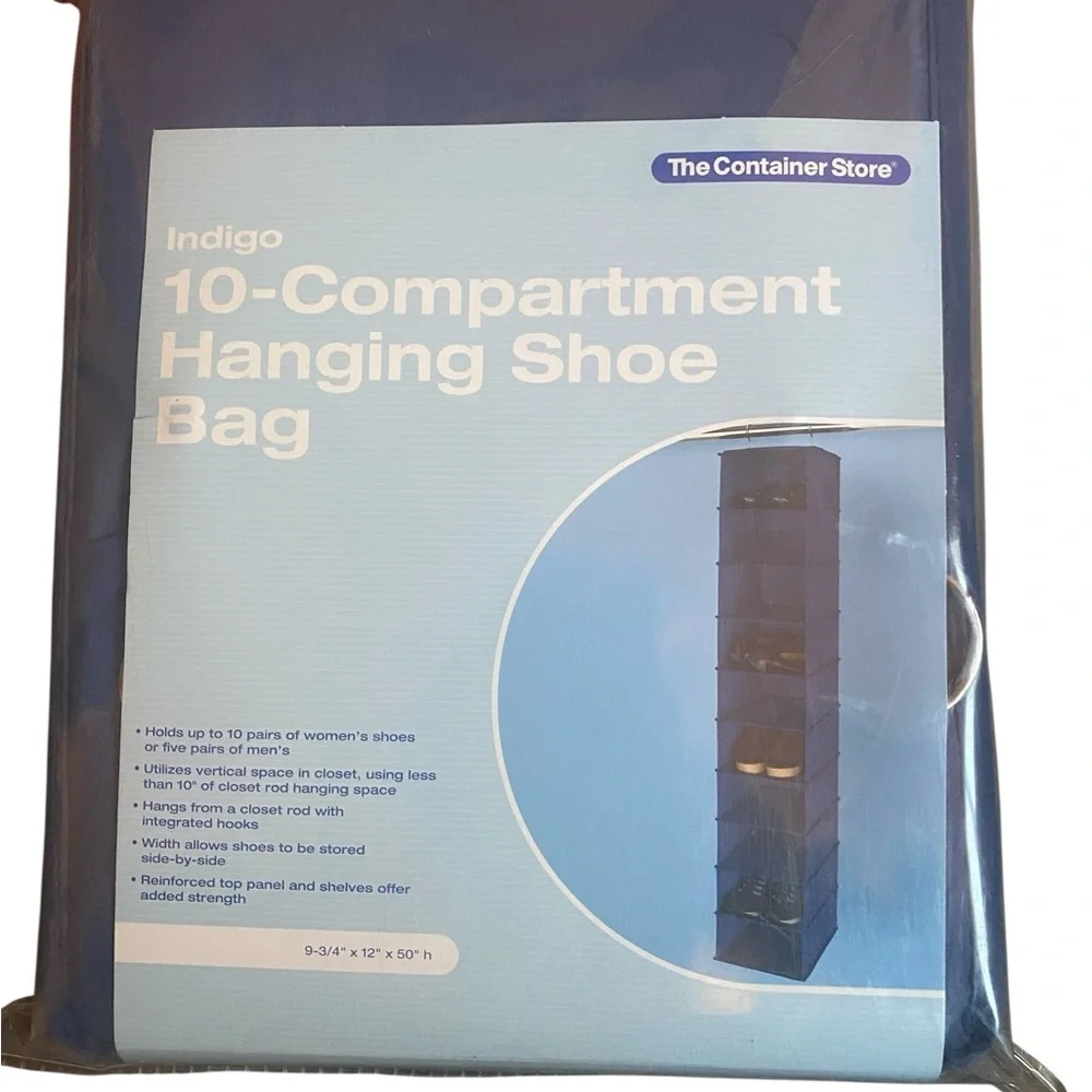 The Container Store Indigo 10-Compartment Hanging Shoe Bag